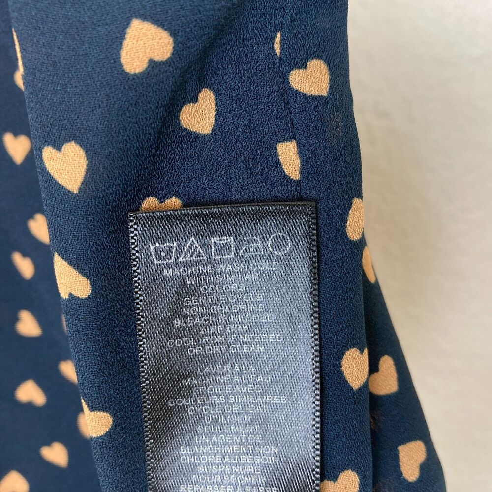 Adrianna Papell Women's Popover Blouse Size L Black Brown Hearts Office - Picture 6 of 6